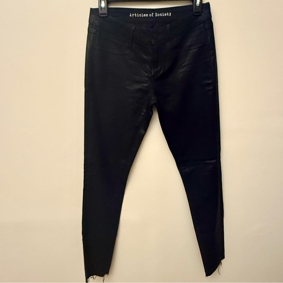 Articles Of Society Denim - Articles of Society Black Coated Skinny Jeans, Size 26